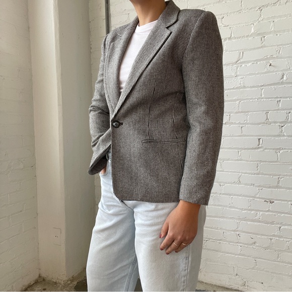 Vintage 80s Joan Leslie Tweed Single Breasted Blazer - Picture 2 of 8